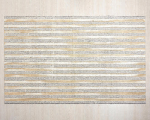 7 x 10 Handwoven Gray Wool Kilim Rugs.