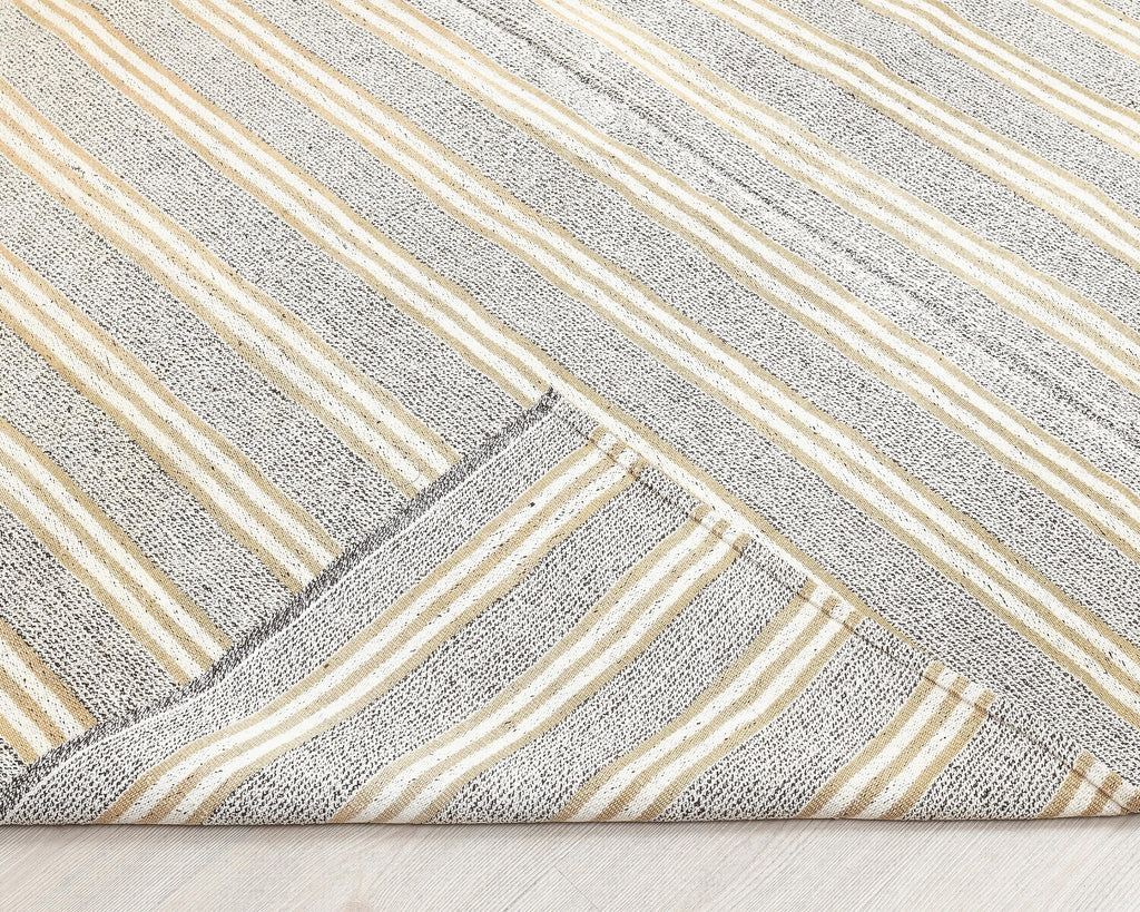 7 x 10 Handwoven Gray Wool Kilim Rugs.