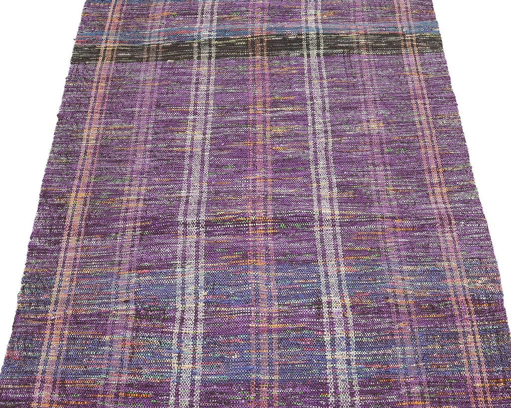 3x10 Handmade Turkish Wool Runner Rug - Purple Blue Vintage Kilim Hallway Rug
