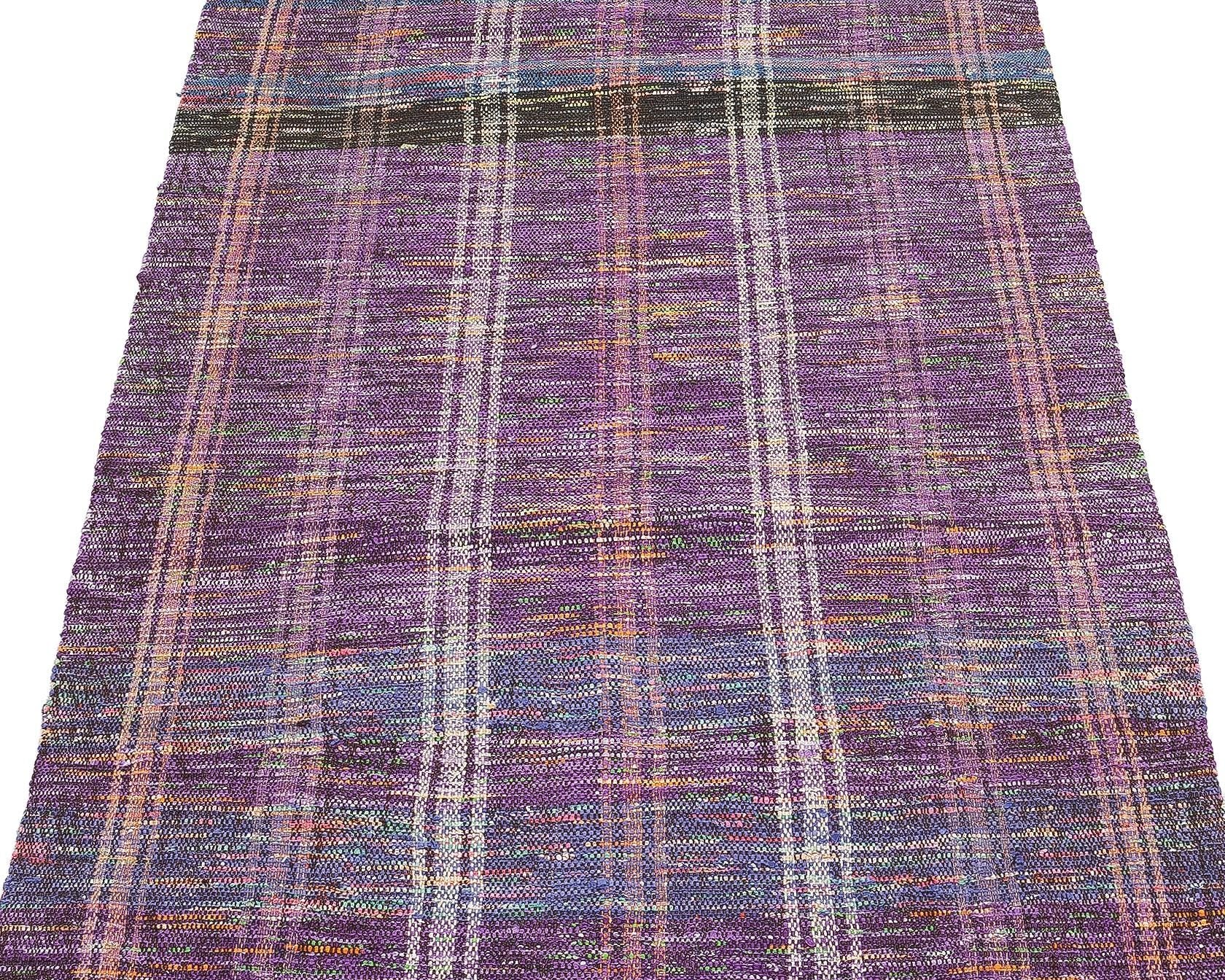 3x10 Handmade Turkish Wool Runner Rug - Purple Blue Vintage Kilim Hallway Rug
