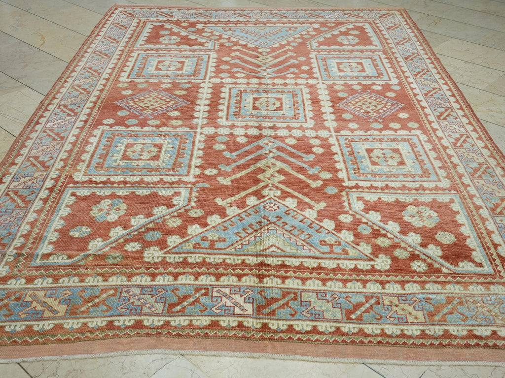 Mid Century Antique Anatolian Rug: 6.8"x9.7" Handmade Wool Carpet