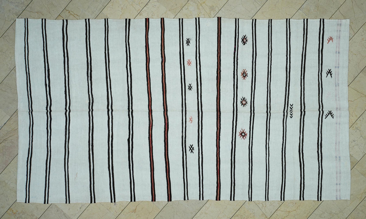 Vintage Striped Turkish Hemp Kilim Rug: 6,2"x11,3" Ft,Home Living Floor Decor Rugs.