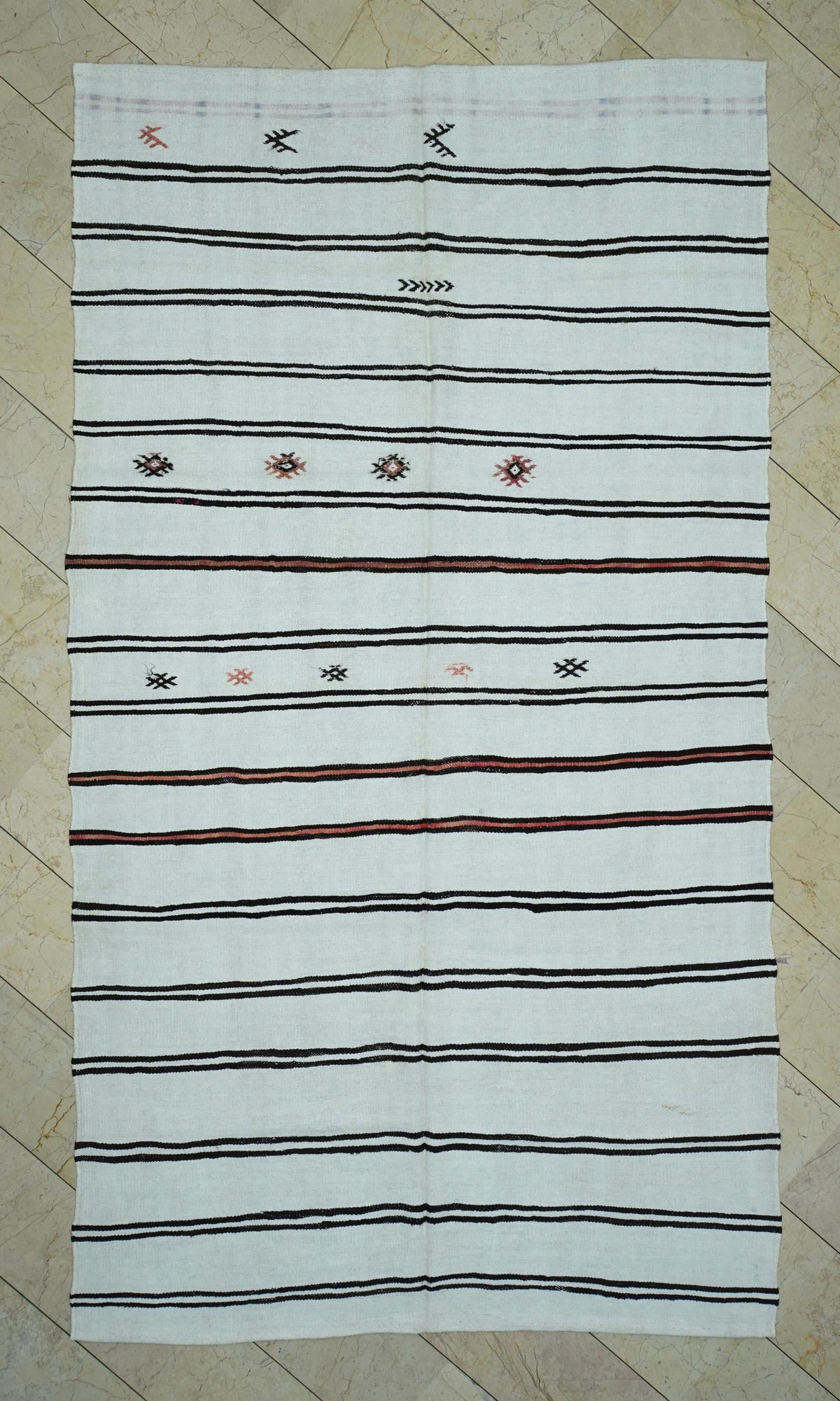 Vintage Striped Turkish Hemp Kilim Rug: 6,2"x11,3" Ft,Home Living Floor Decor Rugs.