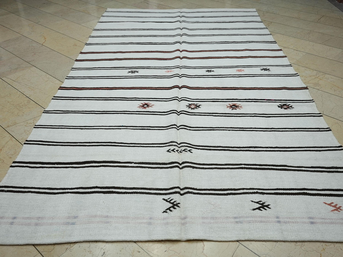 Vintage Striped Turkish Hemp Kilim Rug: 6,2"x11,3" Ft,Home Living Floor Decor Rugs.