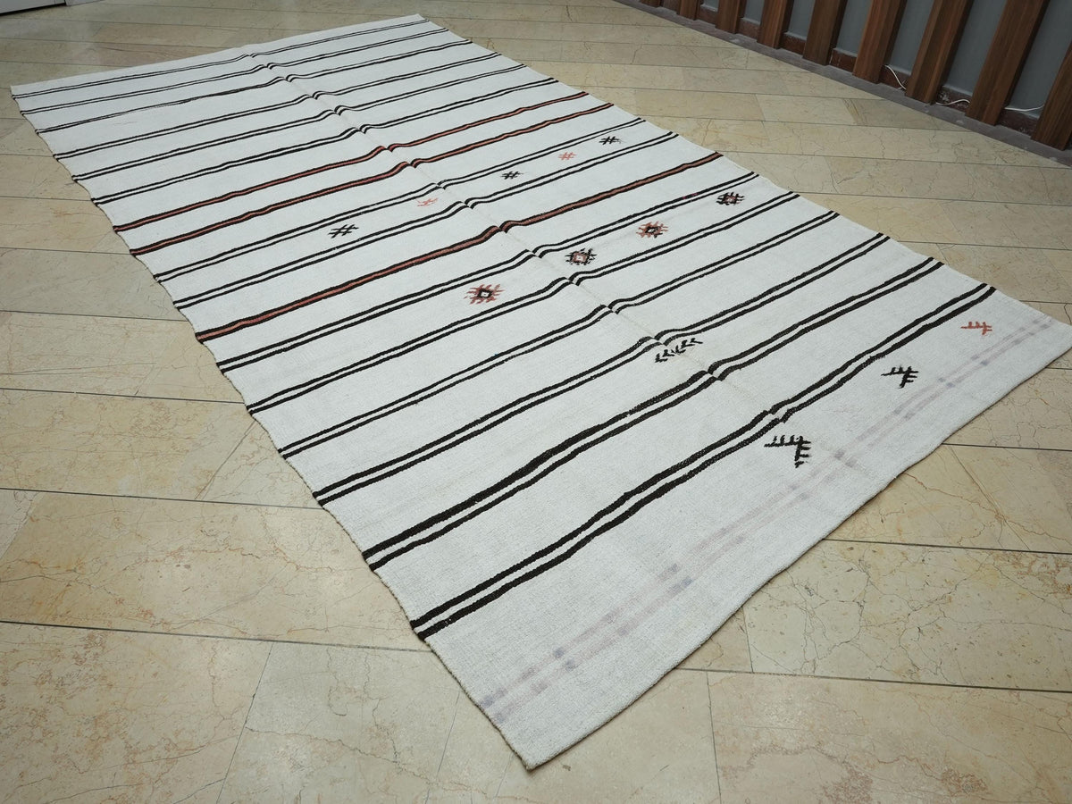 Vintage Striped Turkish Hemp Kilim Rug: 6,2"x11,3" Ft,Home Living Floor Decor Rugs.