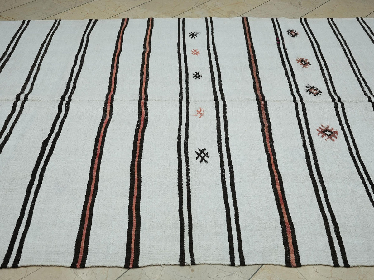 Vintage Striped Turkish Hemp Kilim Rug: 6,2"x11,3" Ft,Home Living Floor Decor Rugs.