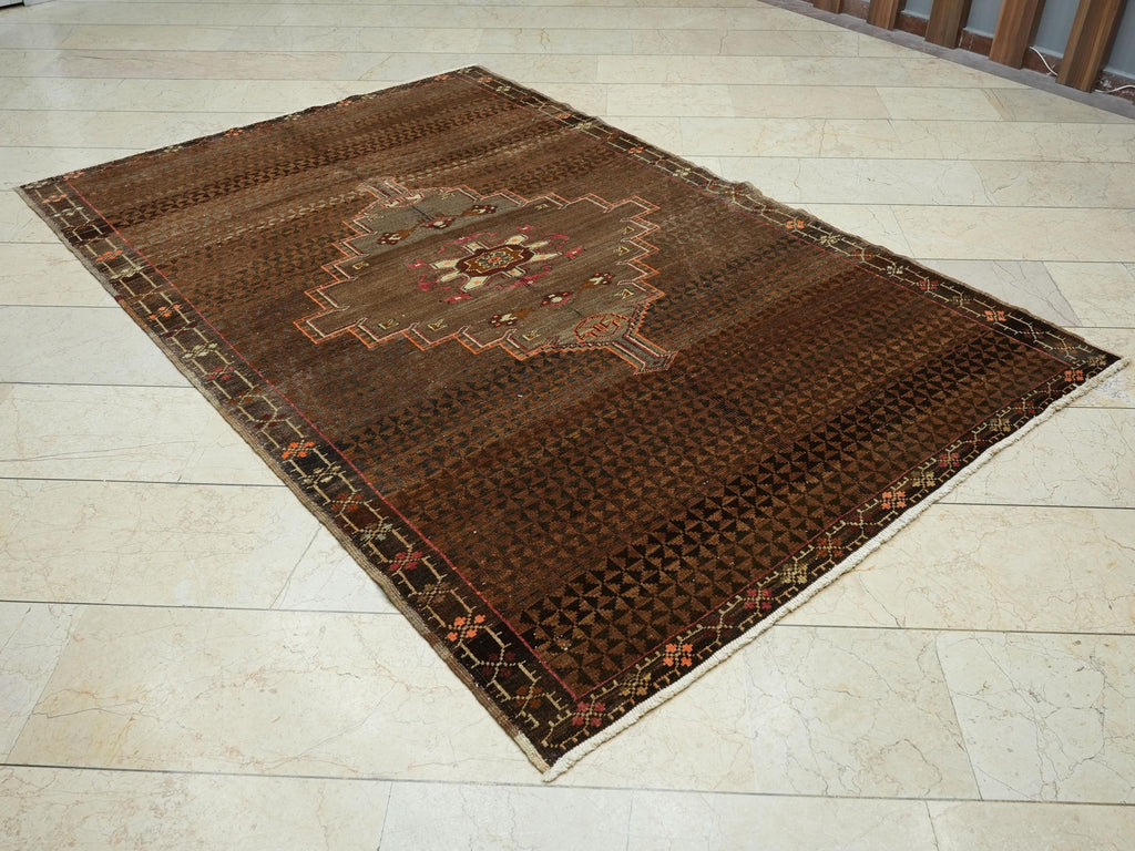 Brown Heriz Design Wool Turkish Kars Carpet Rug,5.3x8 Ft,Luxury Home Decor Rugs.