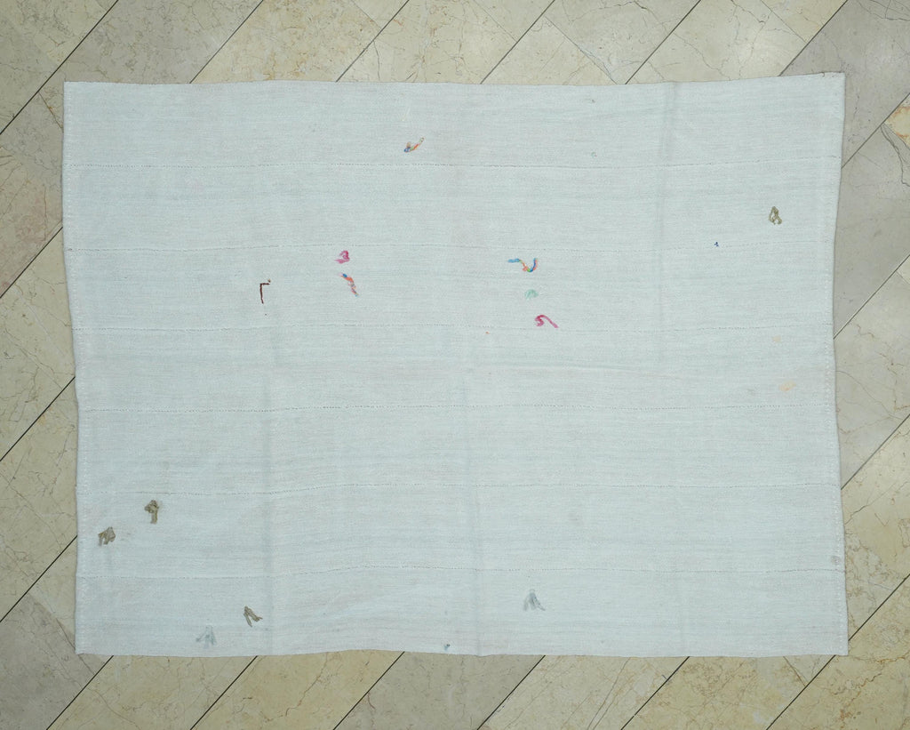 5x8 Plain Of White Handwoven Hemp Kilim Rug: Sweden Home Style Decor Organic Rugs.