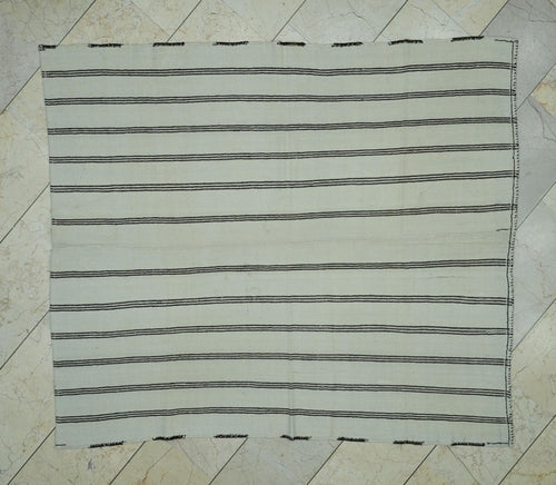 5x6  Striped Flat Weave Turkish Wool Kilim Rug: Scandinavian Style Decor Rugs.