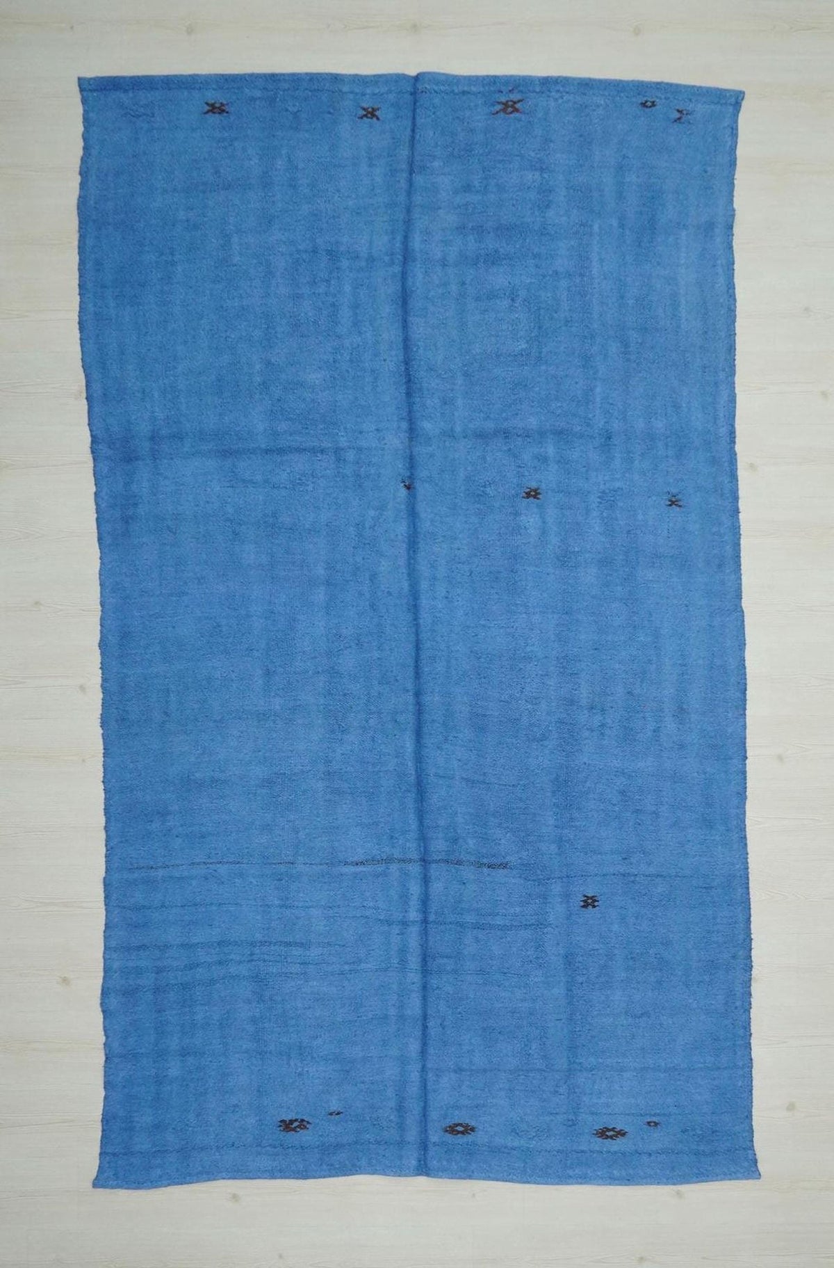 Overdye Blue Turkish Hemp Kilim Rug,5.8"x9.8" Feet,