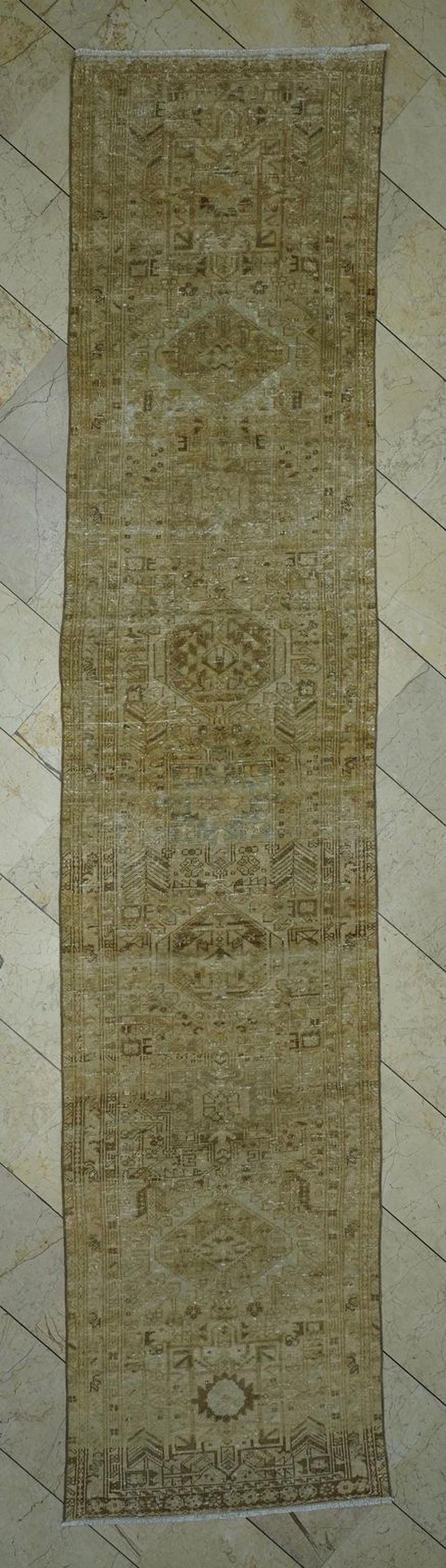 Antique Turkish Rug Runner - Anatolian Handmade Wool, Vintage Earth Color Rugs.