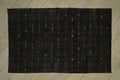 Black Turkish Kilim Rug: Multi-Color Embroidery, Goat Wool, Mid-Century Modern (5,11x9,8 Feet)