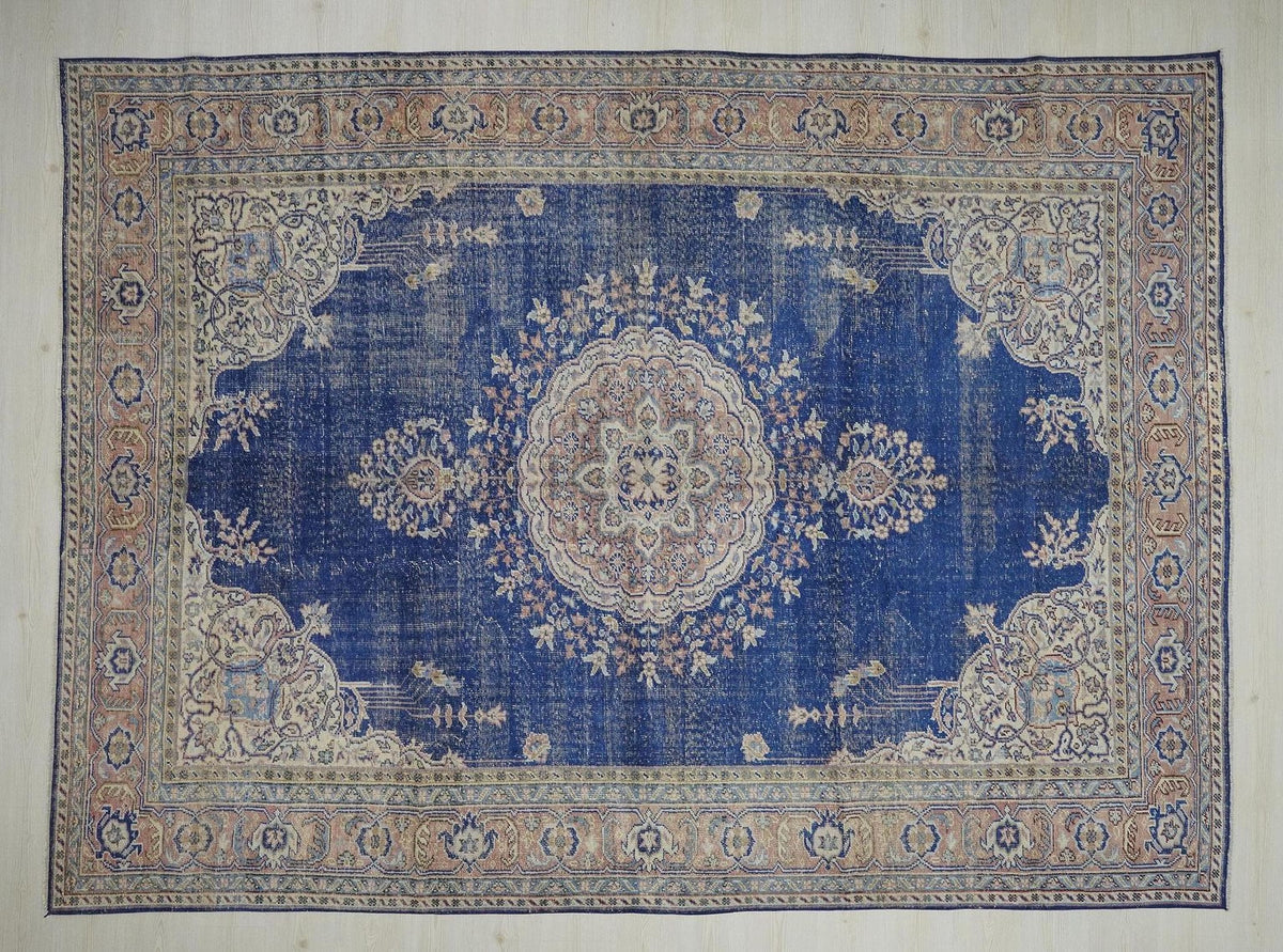 8x11 Vintage Navy Blue Old Turkish Oushak Rug: Seasonal Home Living Decor Oversize Rugs.