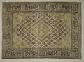 Vintage Beige Brown Wool Rug: 7.2x10 Mid-Century Modern Carpet