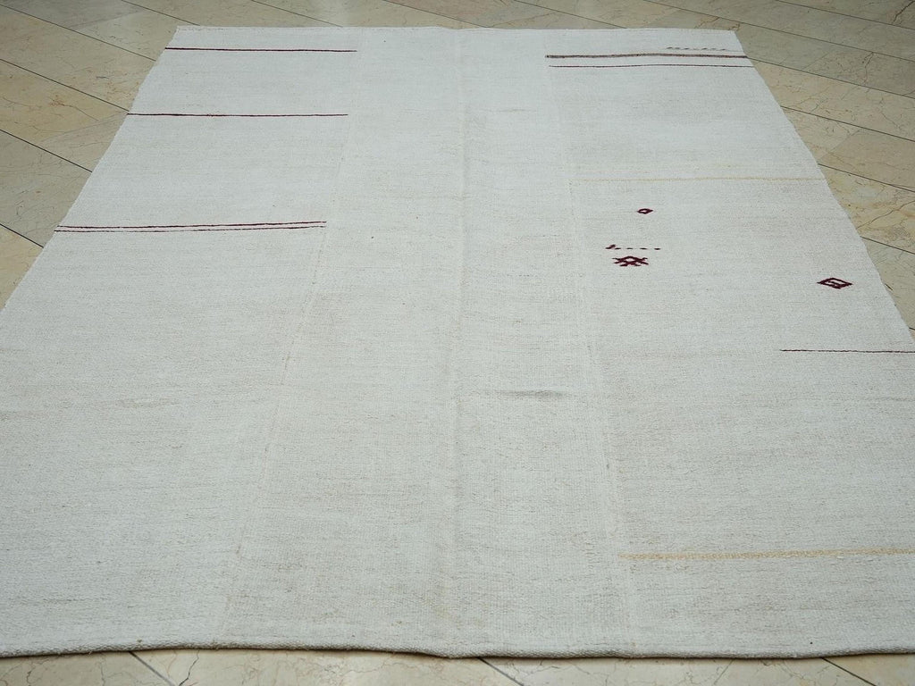 6x9 Handmade Turkish Hemp Patchwork Rug: Stripe Kilim Home Living Decor Rugs.