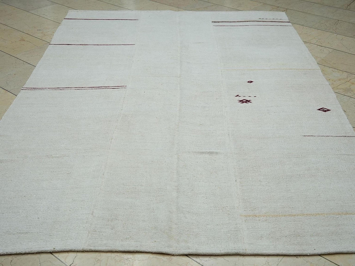 6x9 Handmade Turkish Hemp Patchwork Rug: Stripe Kilim Home Living Decor Rugs.