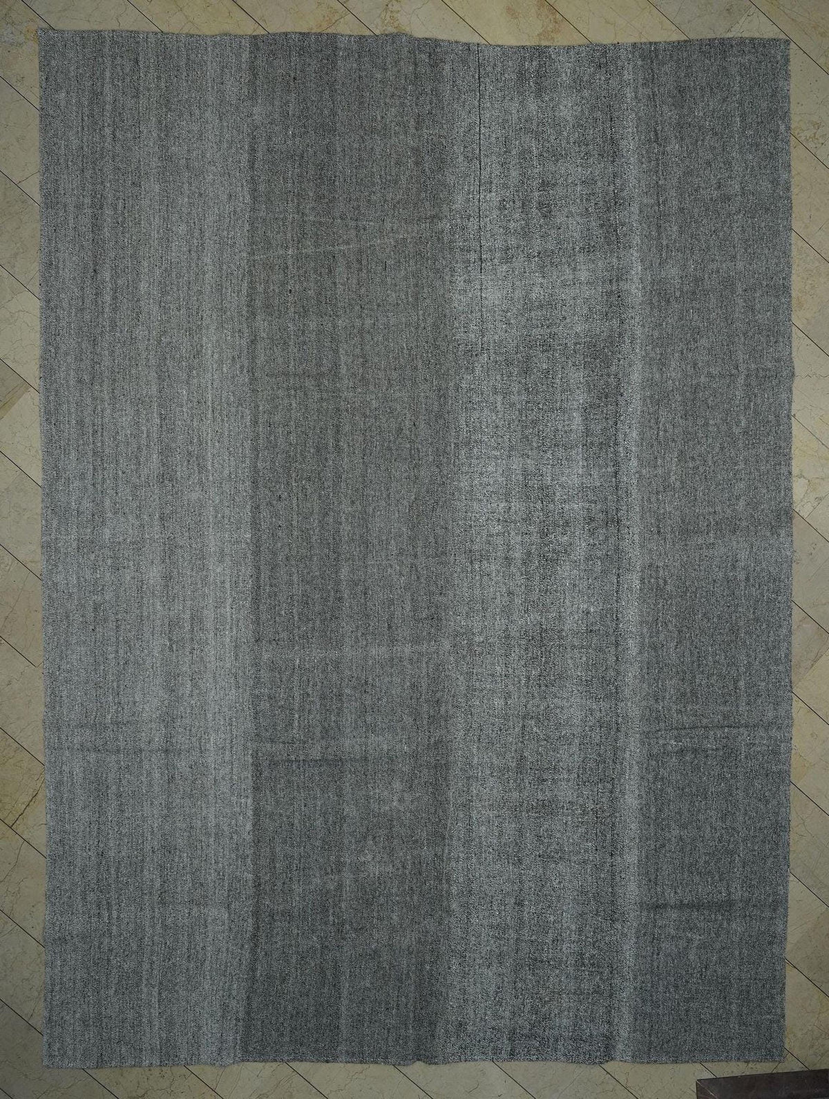 11x15 Plain Natural Gray Turkish Kilim Rug: Oversized Flat-weave Rugs For Home Living Decor.