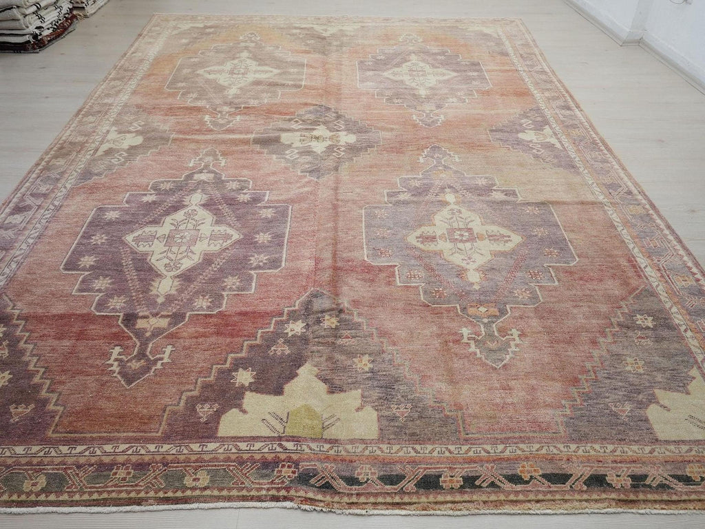 Oversized Antique Sivas Rug: 8x12 Rare Turkish Wool Carpet