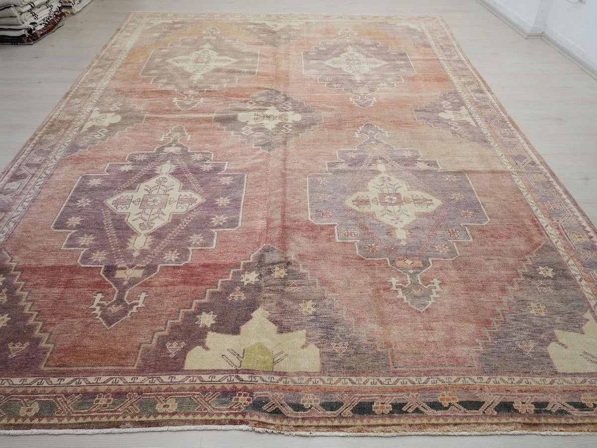 Oversized Antique Sivas Rug: 8x12 Rare Turkish Wool Carpet