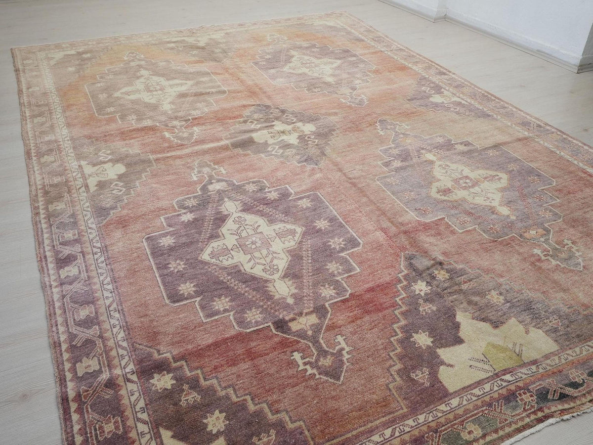 Oversized Antique Sivas Rug: 8x12 Rare Turkish Wool Carpet