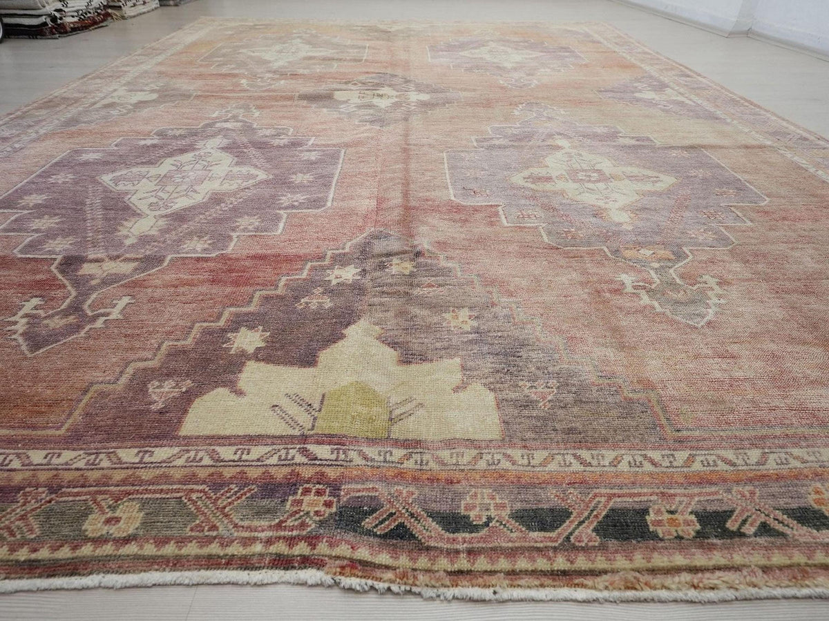 Oversized Antique Sivas Rug: 8x12 Rare Turkish Wool Carpet