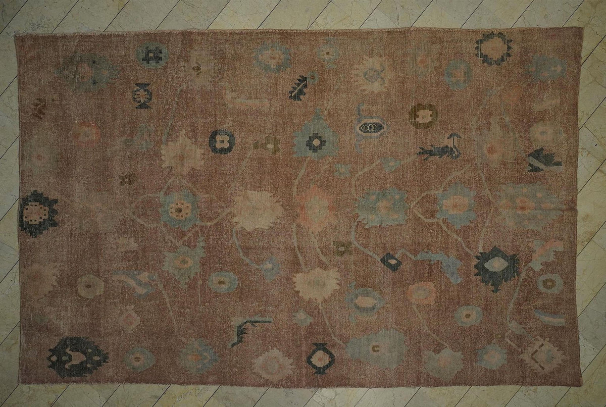 Oversized Oushak Hemp Rug: Brown Wool Accents, 9x14 ft