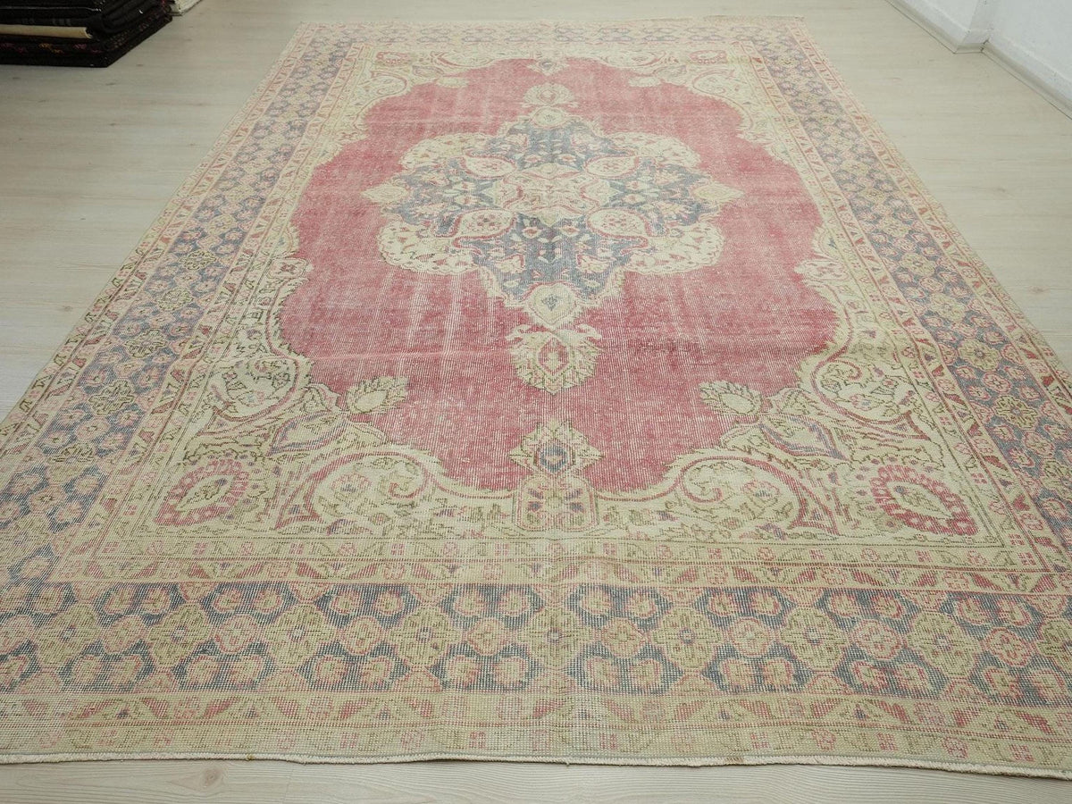 8x12 Oversize Vintage Oushak Rug: Mid-Century Modern Turkish Wool Carpet Rugs,Scandinavian Style.