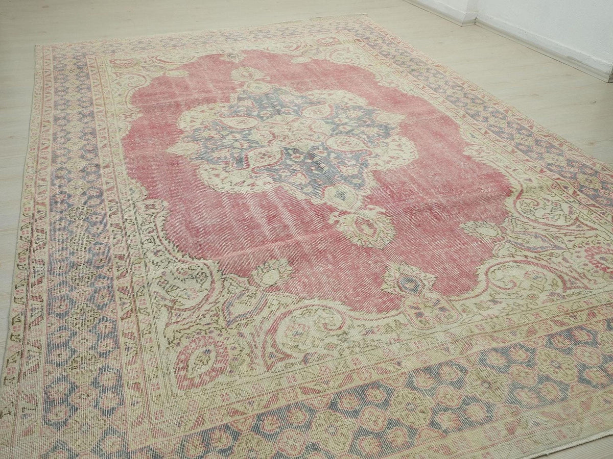 8x12 Oversize Vintage Oushak Rug: Mid-Century Modern Turkish Wool Carpet Rugs,Scandinavian Style.