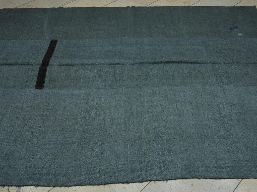 Overdyed Gray Hemp Rug: Mid-Century Modern Flat Weave Rugs,6.3x7.5 Ft