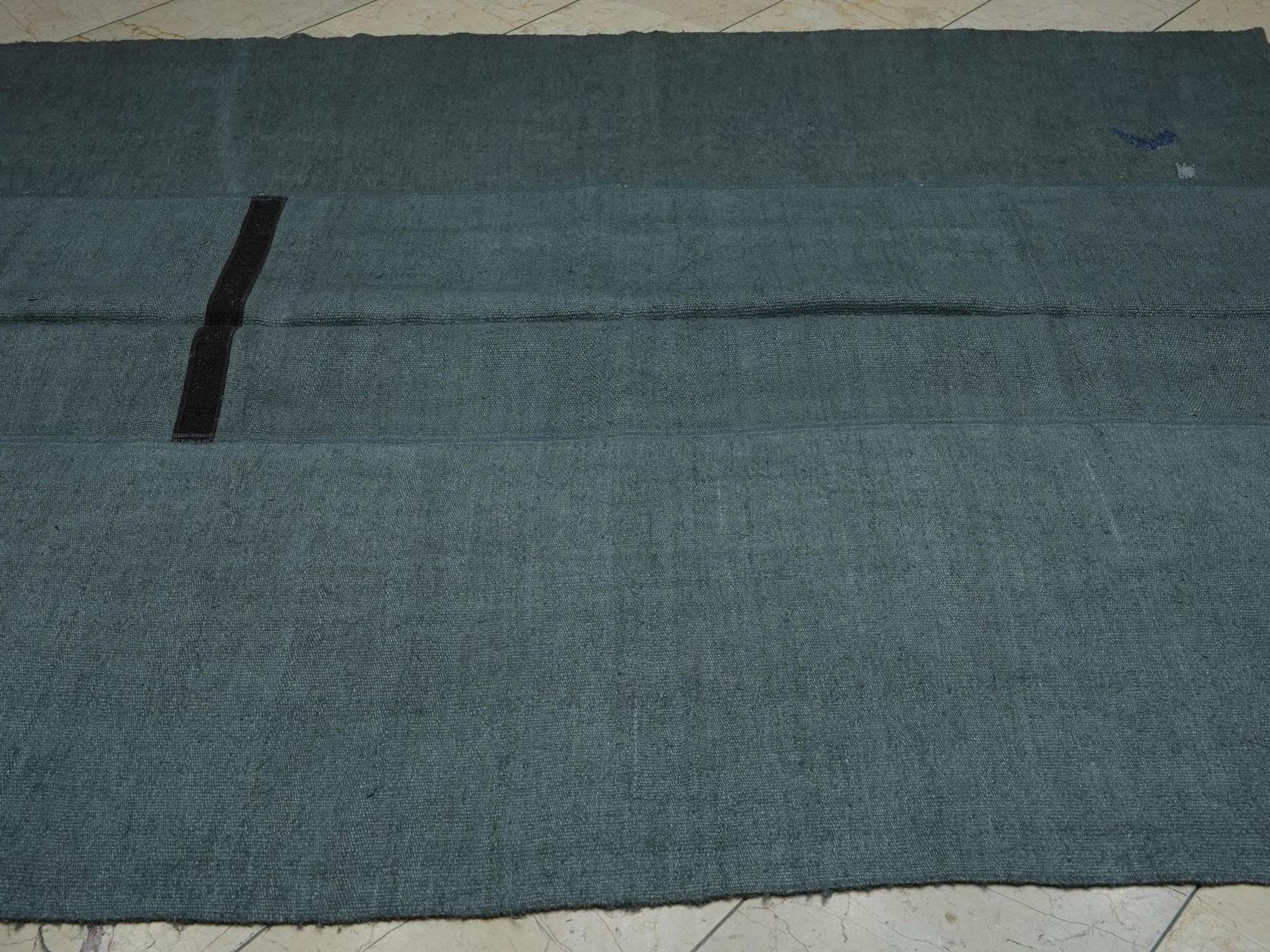 Overdyed Gray Hemp Rug: Mid-Century Modern Flat Weave Rugs,6.3x7.5 Ft