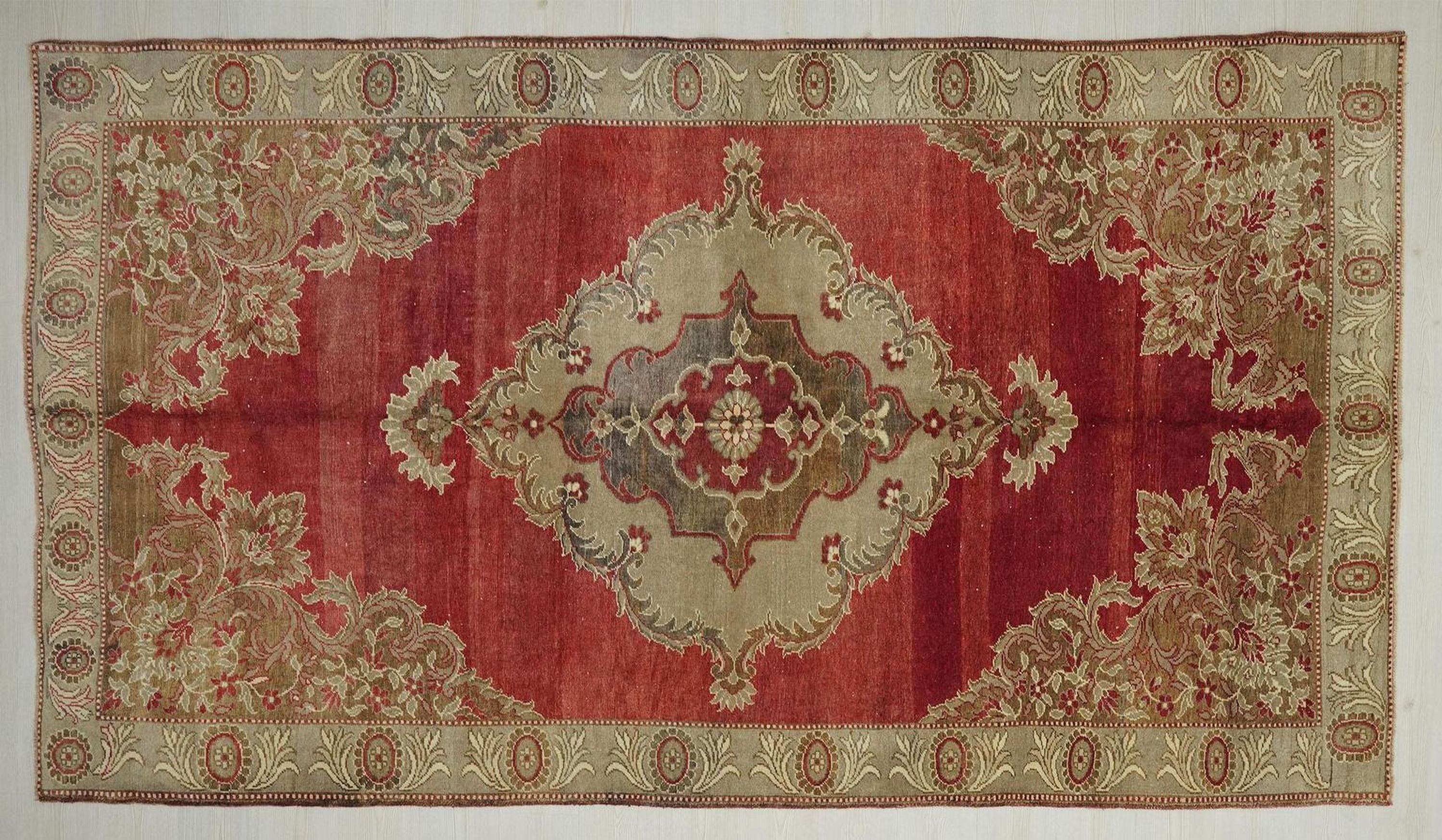 Antique Sivas Wool Rug: Unique Turkish Handmade Area Carpet,  6x11 Feet.