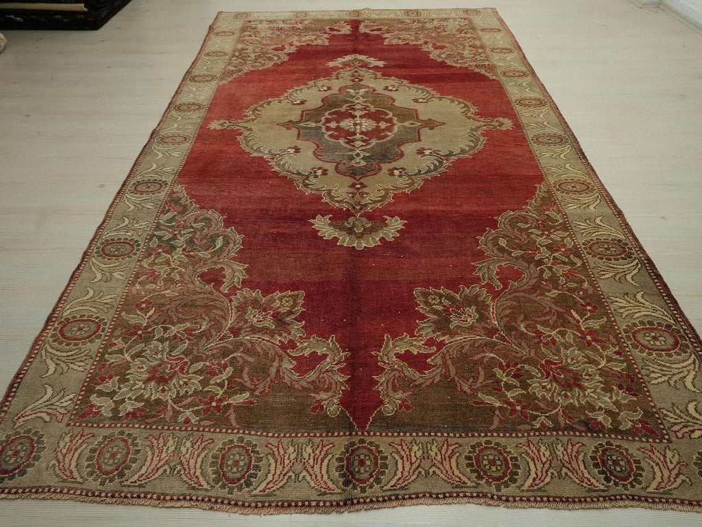 Antique Sivas Wool Rug: Unique Turkish Handmade Area Carpet,  6x11 Feet.