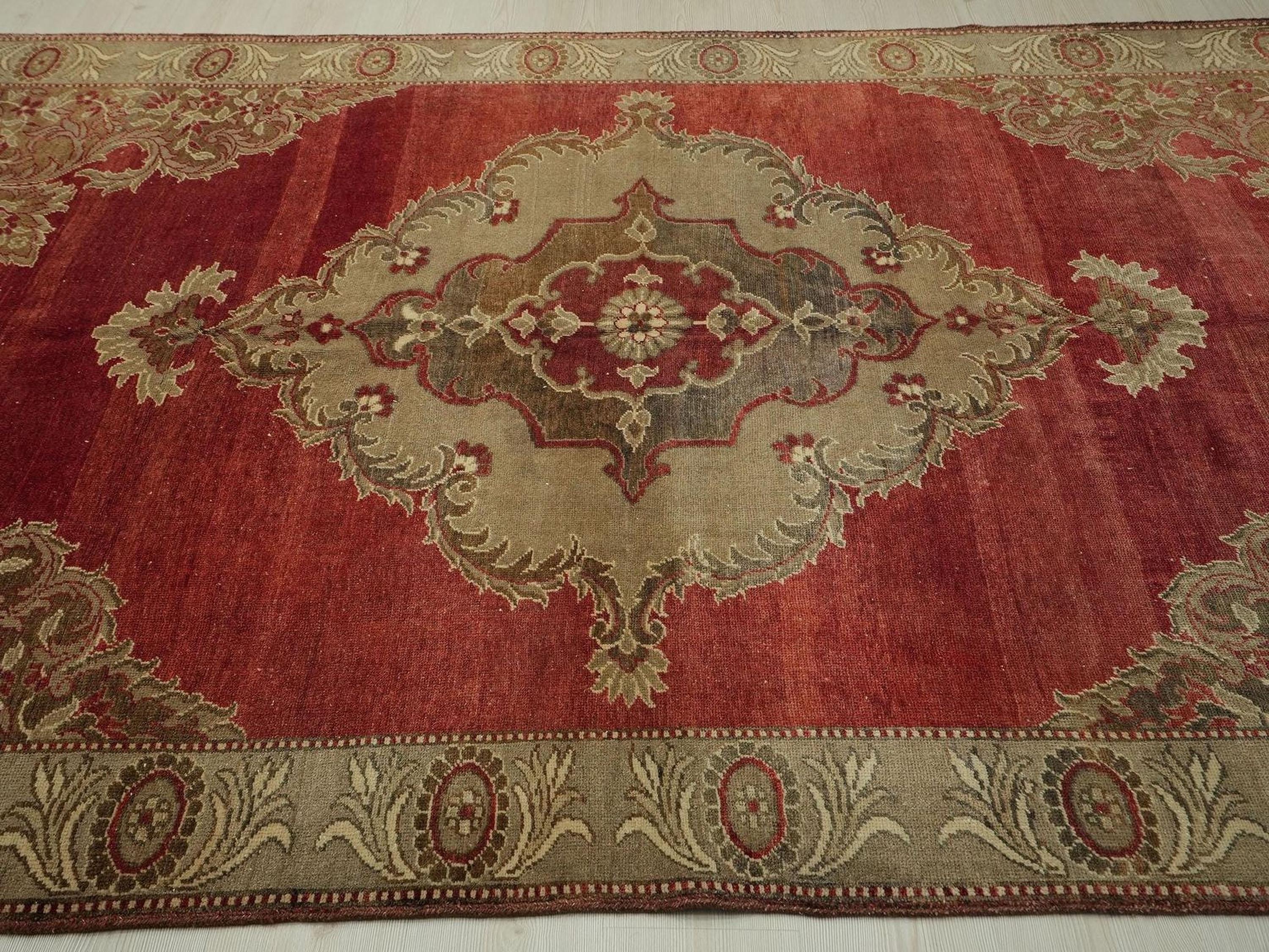 Antique Sivas Wool Rug: Unique Turkish Handmade Area Carpet,  6x11 Feet.