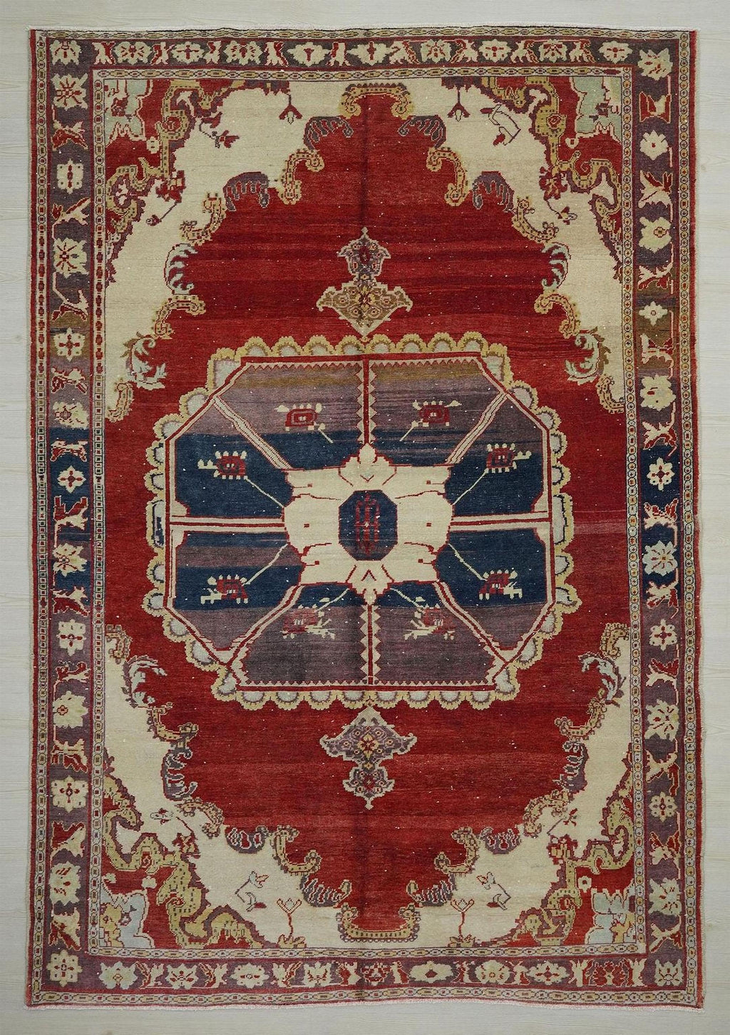 Antique Decor Turkish Wool Rug: 7x10 Feet,Red,Purple East Anatolian Rugs