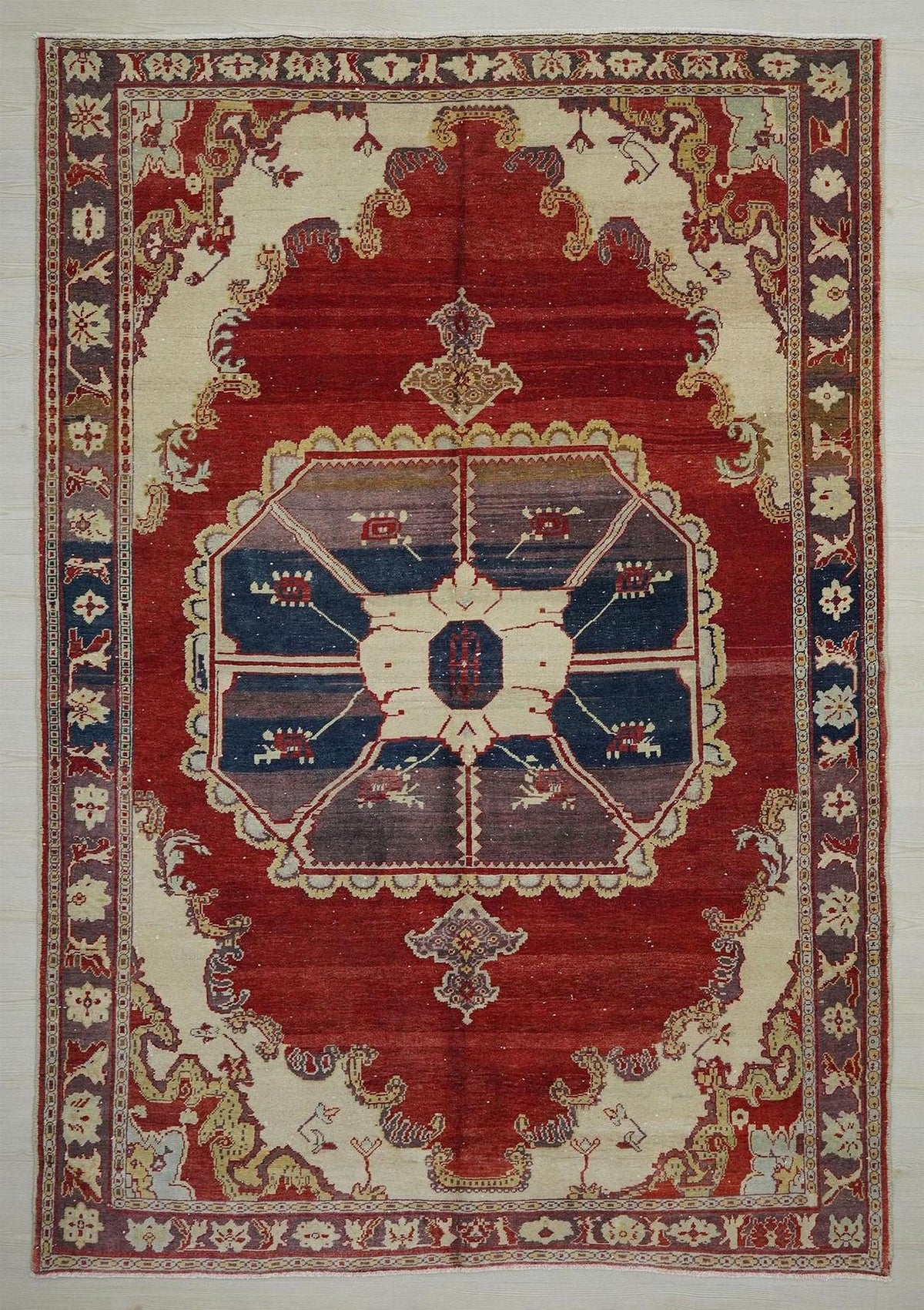 Antique Decor Turkish Wool Rug: 7x10 Feet,Red,Purple East Anatolian Rugs