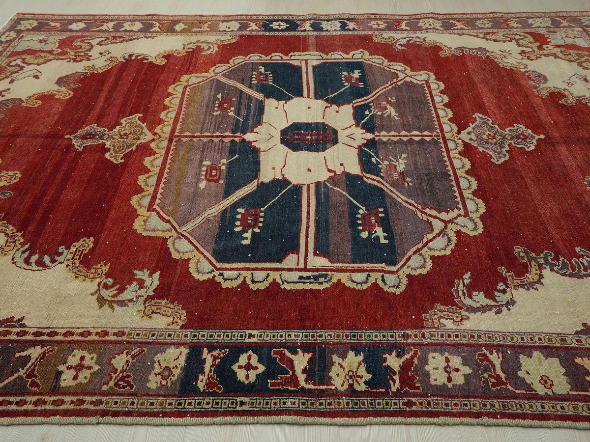 Antique Decor Turkish Wool Rug: 7x10 Feet,Red,Purple East Anatolian Rugs