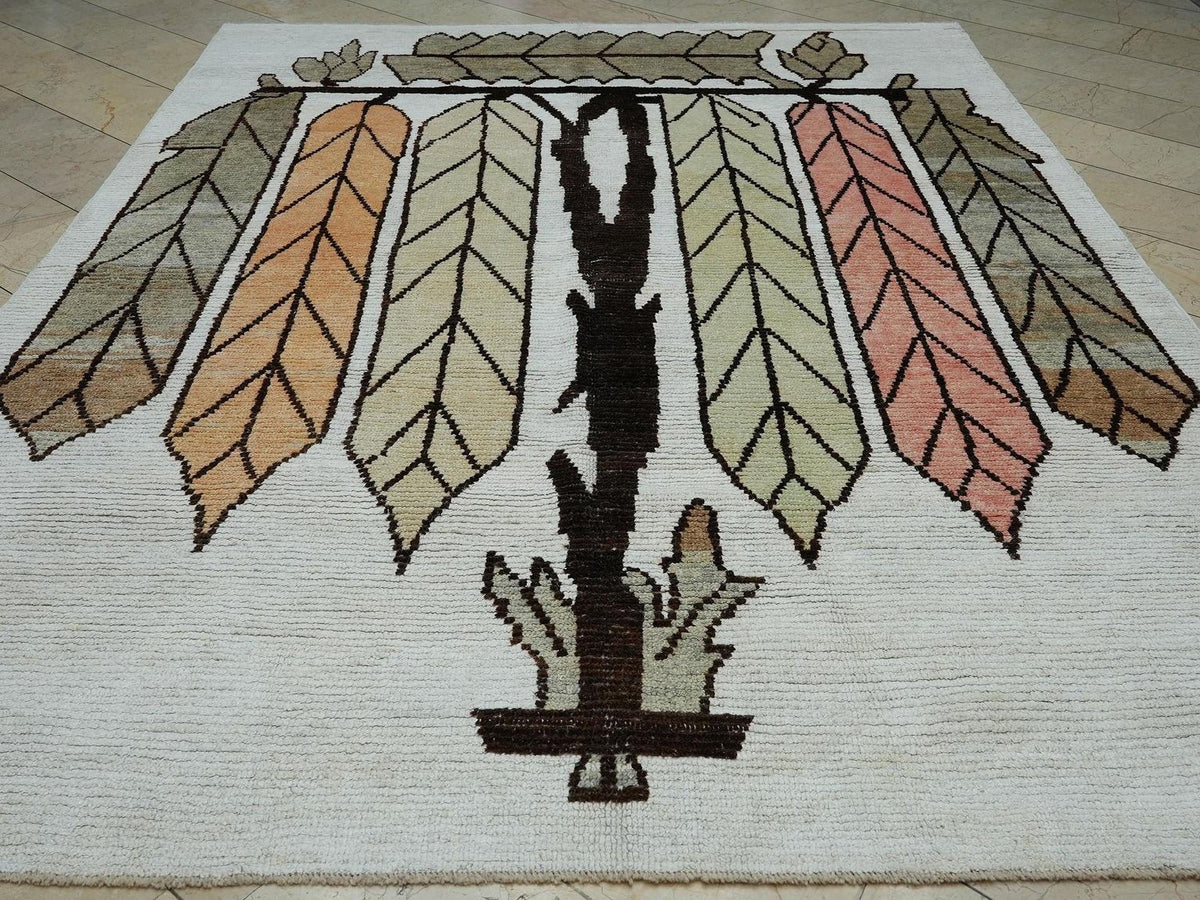 Tree Of Life Design Rugs: Hemp & Wool Woven Contemporary Home Living Decor Rug, 8x10.6