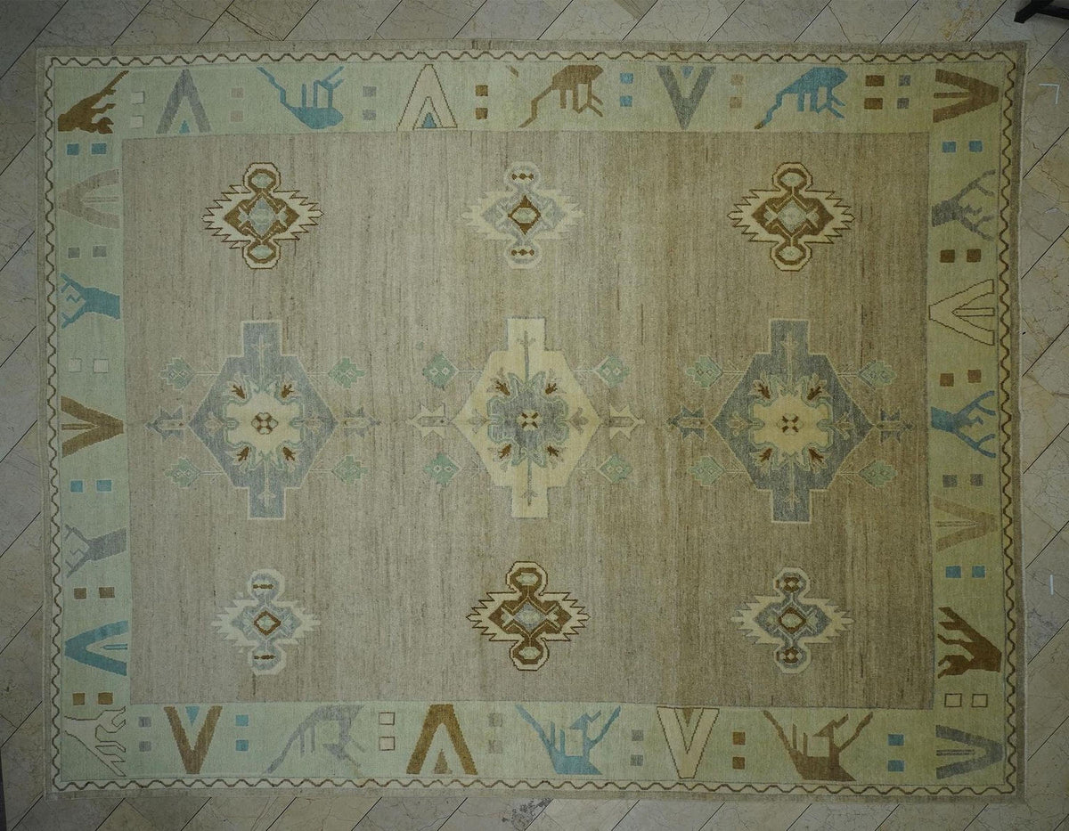 12x15 Kars Rug: Light Brown & Green Turkish Carpet,Luxury Home Living Decor Rugs.