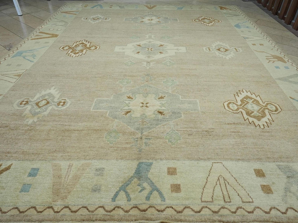 12x15 Kars Rug: Light Brown & Green Turkish Carpet,Luxury Home Living Decor Rugs.