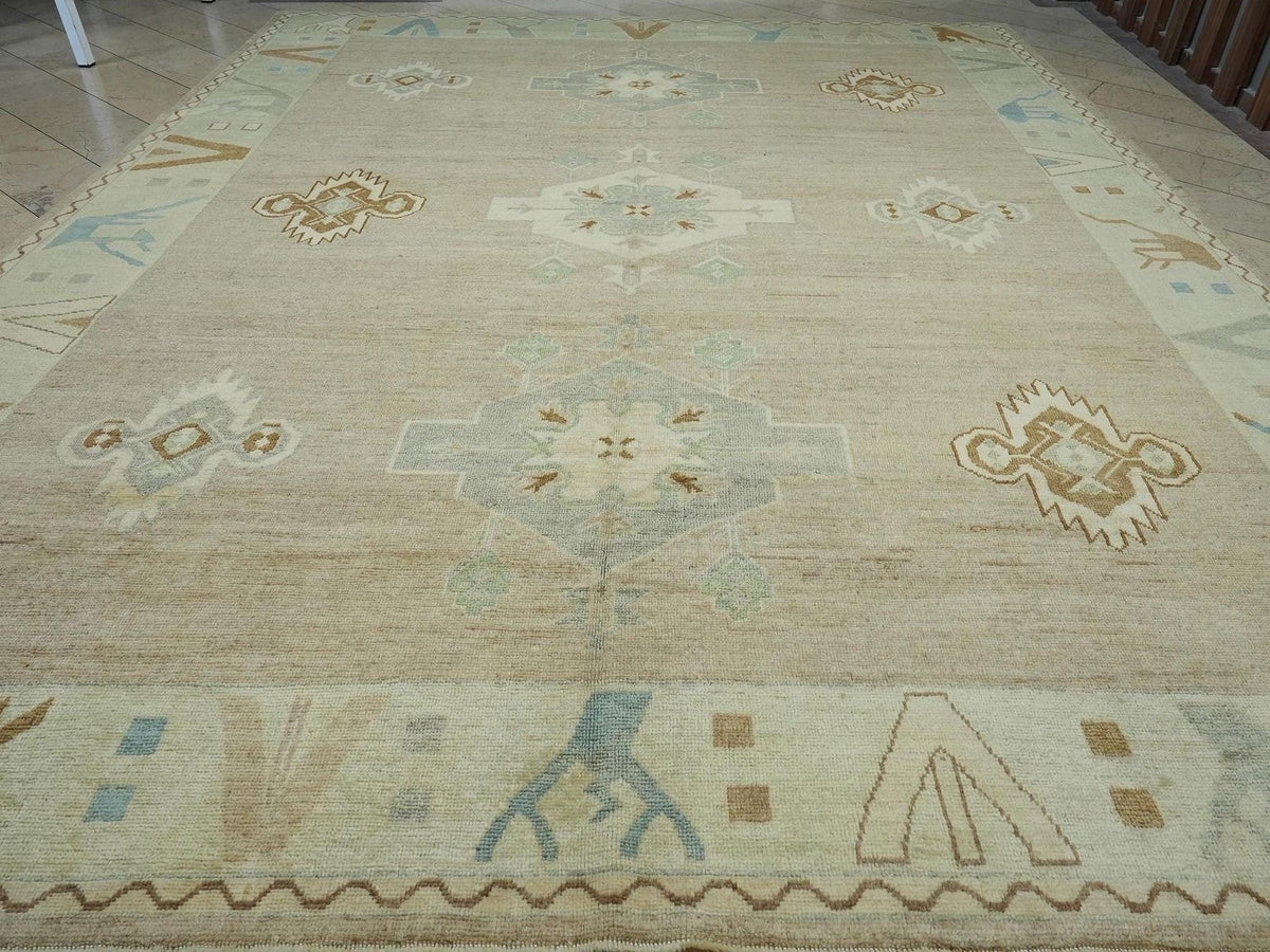 12x15 Kars Rug: Light Brown & Green Turkish Carpet,Luxury Home Living Decor Rugs.
