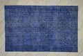 Overdyed Blue Vintage Turkish Oushak Rug - 5,7x9 Ft, Seasonal Home Living Area Carpet