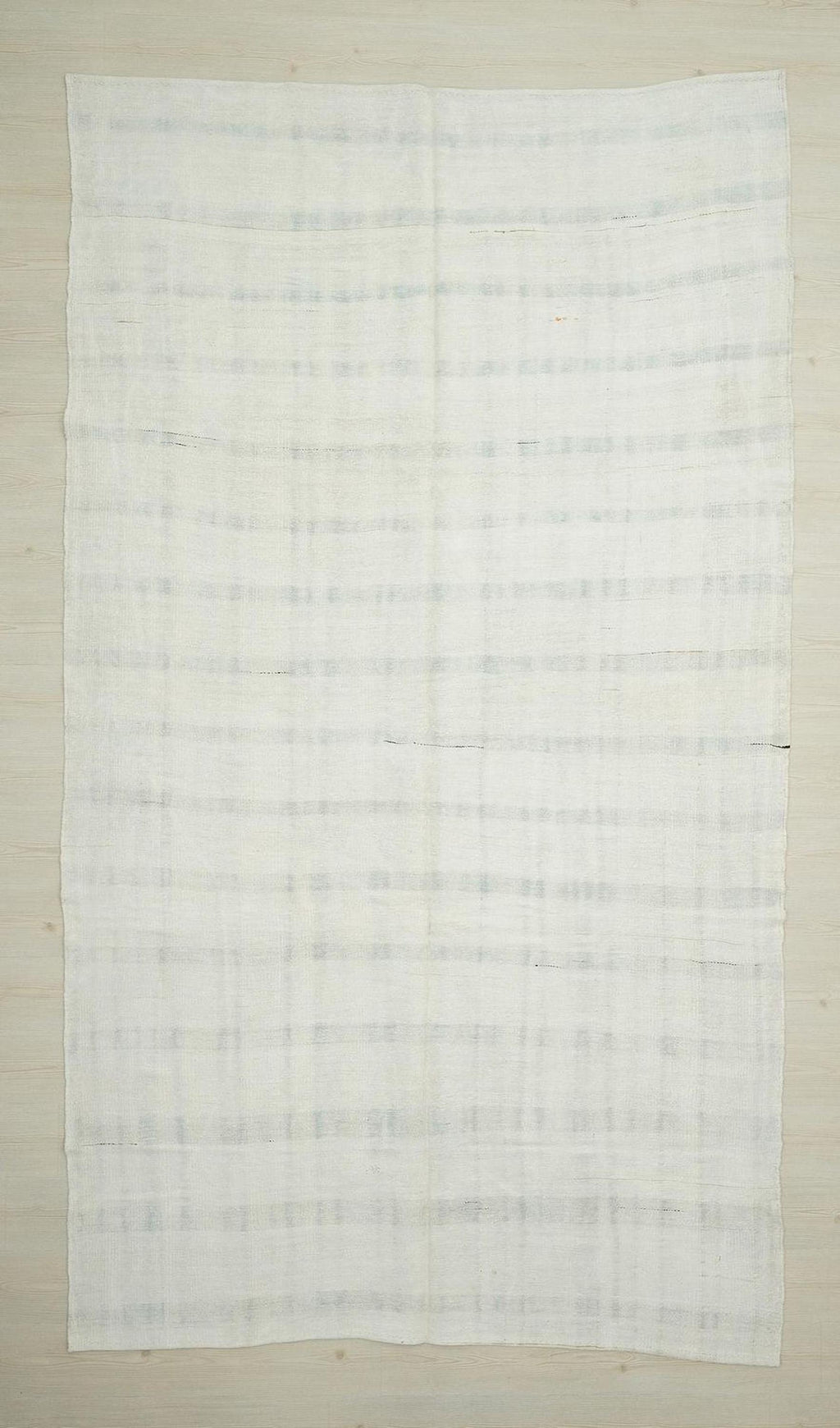 Scandinavian Home Style Handwoven Hemp Kilim Rug: Vintage Gray Stripe White Rugs 7x11,6 Feet.