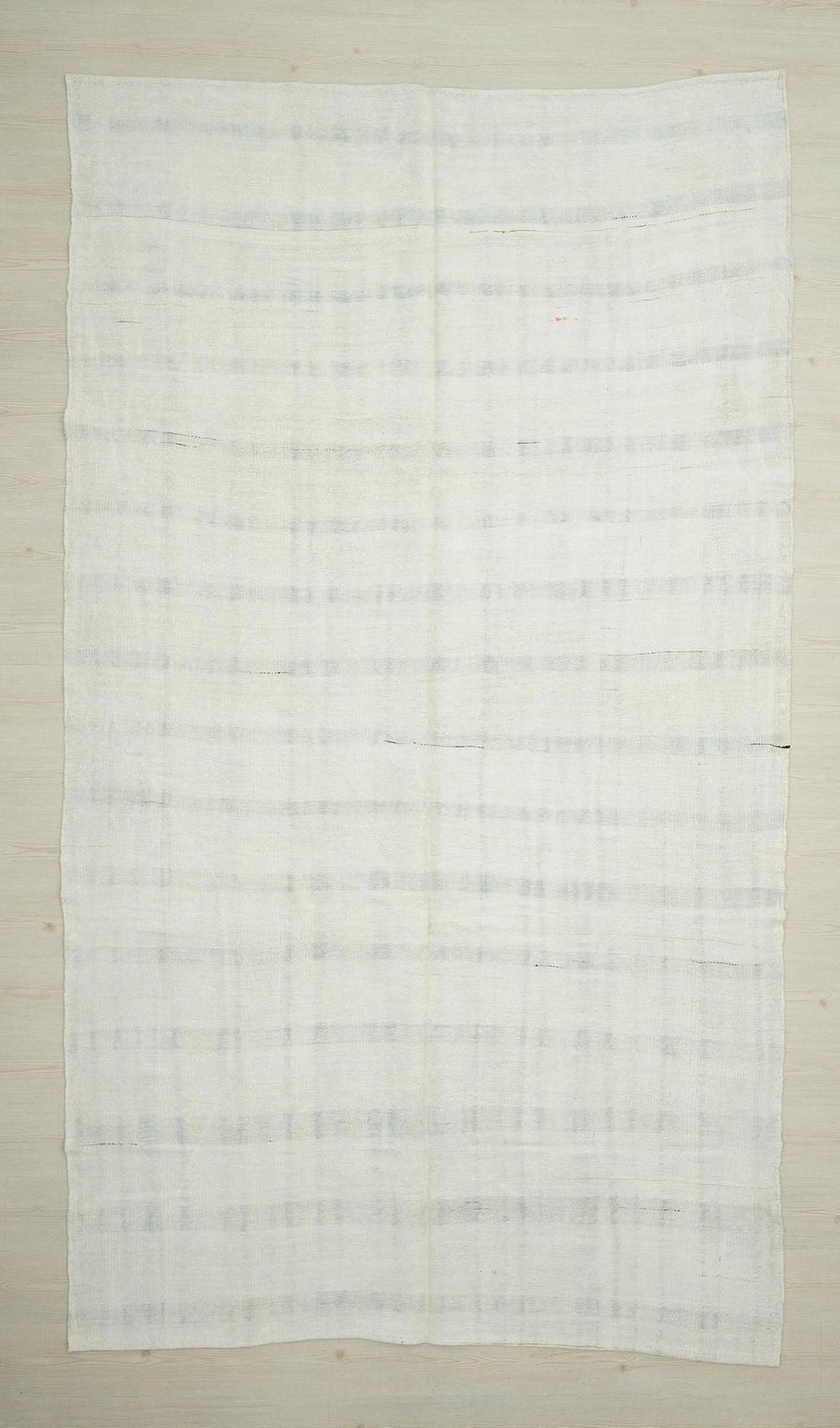 Scandinavian Home Style Handwoven Hemp Kilim Rug: Vintage Gray Stripe White Rugs 7x11,6 Feet.