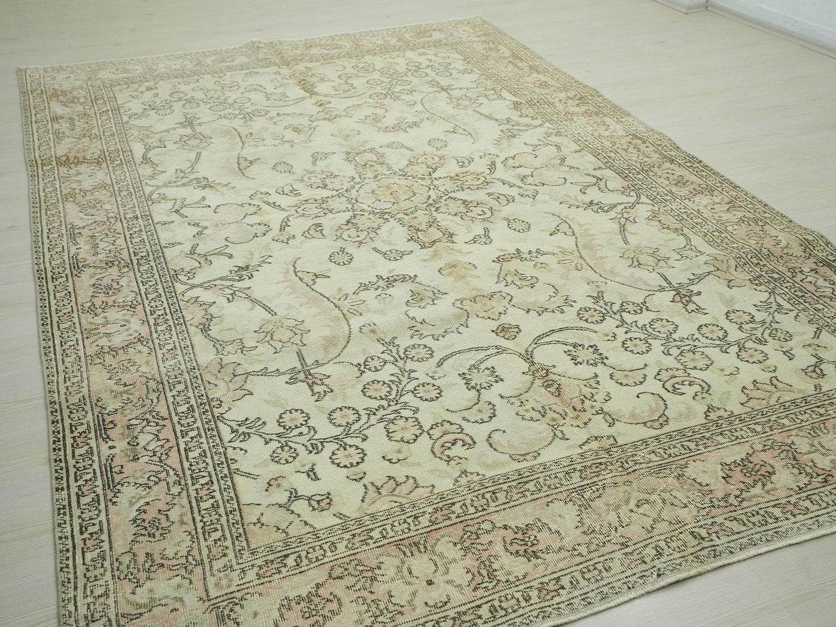 Seasonal Decor Vintage Turkey Oushak Rug: 7x10 Feet, Neutral Colors Area Rugs