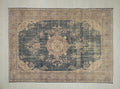 7x10 Navy Blue Vintage Turkish Oushak Rug: Large Size One Of A Kind Area Rugs.