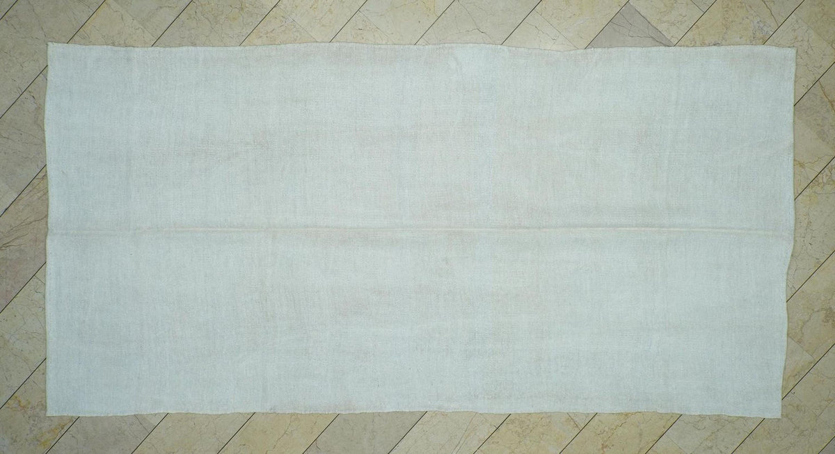 Minimalist Off White Hemp Kilim Rug: 5.8"x11.6" Turkish Flat Woven Rugs