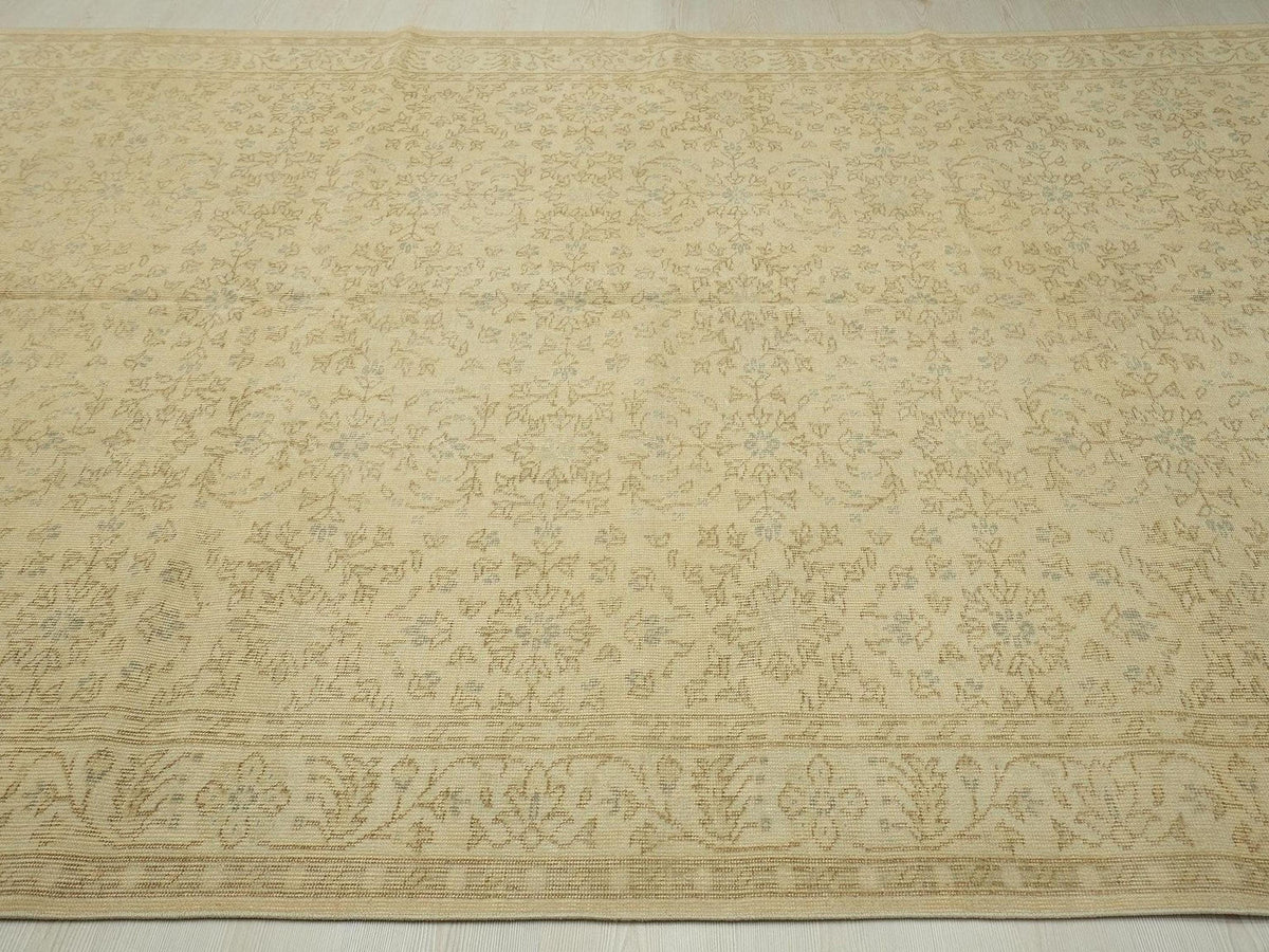 Vintage Turkish Handmade Oushak Rug: 7'X10.5' Ft,Neutral Colors Home Living Decor Floral Rugs