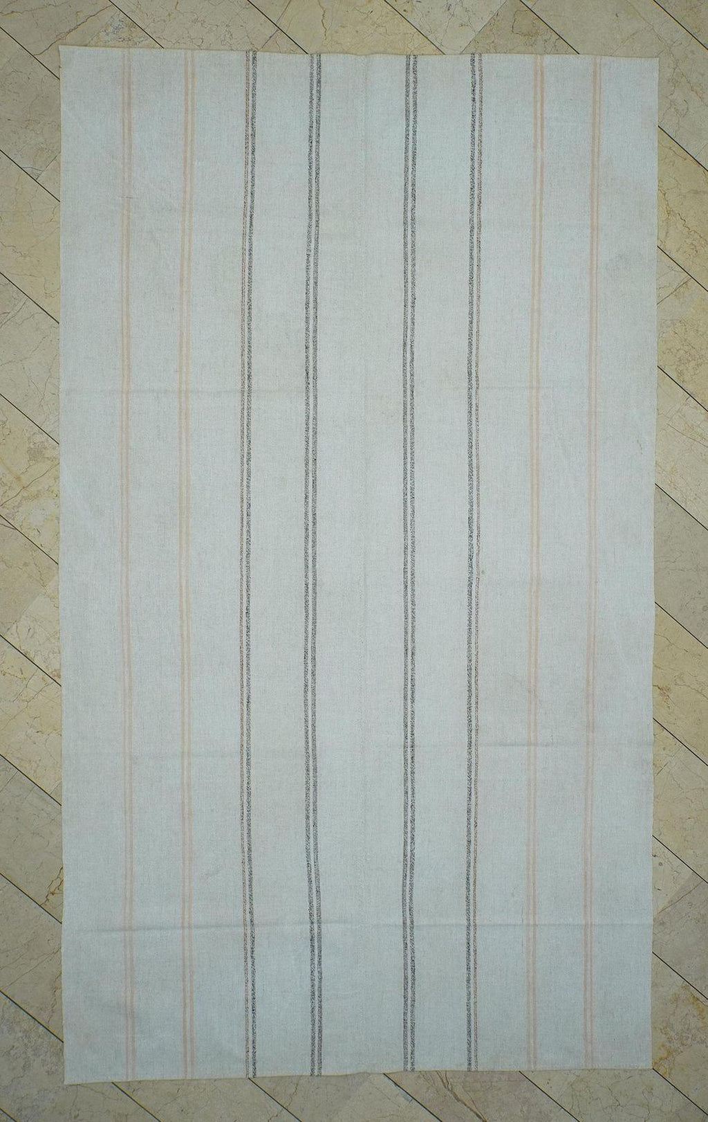 Sweden Style Striped Turkish Kilim Rug,7x12 Natural ivory Gray Home Living Decor Rugs