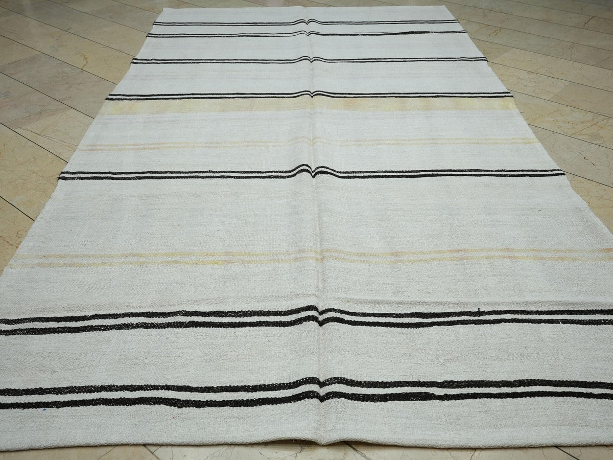 Seasonal Minimal Decor Striped Hemp Kilim Rug: Handwoven Turkish  Eco-Friendly Rugs 7x11,6 Ft.