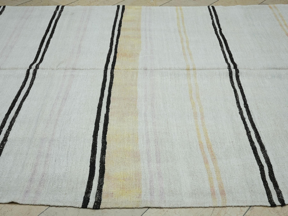 Seasonal Minimal Decor Striped Hemp Kilim Rug: Handwoven Turkish  Eco-Friendly Rugs 7x11,6 Ft.